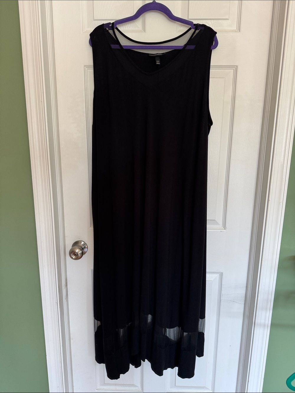 Lane Bryant Black Sleeveless Maxi Dress with Sheer Hem